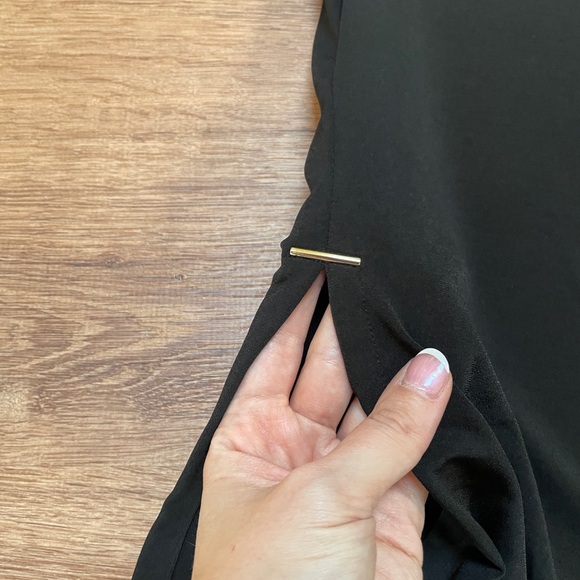 Susan Graver Stretchy Pants Split Leg Detail Size 1X Gold Black Comfortable - Picture 3 of 8